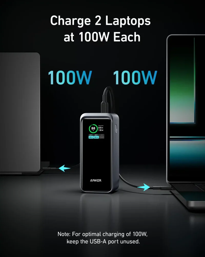 Anker Prime Power Bank A133601, 20,000mAh Portable Charger with 200W Output, Smart Digital Display, 2 USB-C and 1 USB-A Port Compatible with iPhone 15/14 Series, Samsung, Dell, and More - Image 4