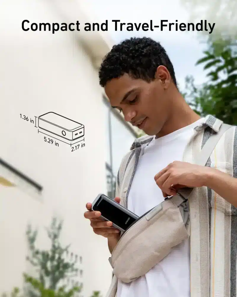 ⁦باور بانك أنكر برايم، شاحن محمول 12000 مللي أمبير في الساعة بمنفذين مع خرج 130 وات، شاشة رقمية ذكية، متوافق مع سلسلة iPhone 15/14، وSamsung، وMacBook، وDell، والمزيد⁩ - الصورة ⁦5⁩