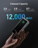 ⁦باور بانك أنكر برايم، شاحن محمول 12000 مللي أمبير في الساعة بمنفذين مع خرج 130 وات، شاشة رقمية ذكية، متوافق مع سلسلة iPhone 15/14، وSamsung، وMacBook، وDell، والمزيد⁩ - الصورة ⁦4⁩