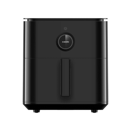 Front view of the Xiaomi Smart Air Fryer 6.5L featuring a modern black finish with an integrated digital control knob