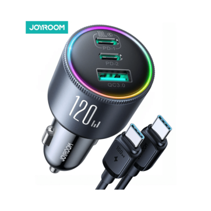 JOYROOM JR-CCN07 120W 3-Port (2PD+1QC3.0) Car Charger