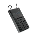 Powerology 2500W 6 AC Power Strip with Built-In Retractable Cables - Black