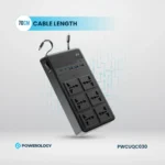 Powerology 2500W 6 AC Power Strip with Built-In Retractable Cables - Black - Image 3