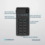 Powerology 2500W 6 AC Power Strip with Built-In Retractable Cables - Black - Image 7