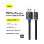 Baseus Crystal Shine Series Fast Charging Data Cable USB to Type-C 100W 1.2m Black - Image 2