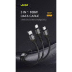 Lanex LS57T 3-in-1 Data Cable 100W Braided 120CM - Image 2