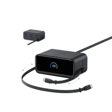 Anker Nano 100W 6-in-1 Desktop Charger with Retractable USB-C Cable - Black
