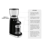 Smeg CGF11BL Retro Style Coffee Grinder - Black - Image 11