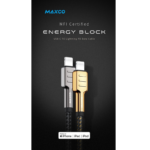 Maxco P02CL MFI Cable 20W Type-C to Lightning 150CM - Black Gold - Image 2