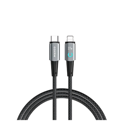Maxco MS07CL Braided Cable 30W Type-C to Lightning with Light Display 120CM - Black Gray